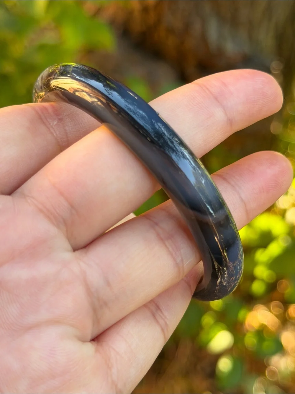 59mm Inner Diameter Slim Black White Agate Bangle 2007